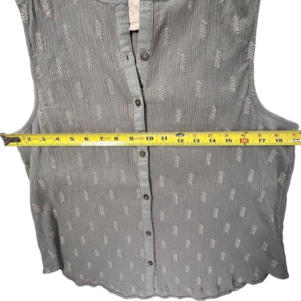Anthropologie Vanessa Virginia Sleeveless Top Button Down Metallic Embroidery 8 - Picture 10 of 11